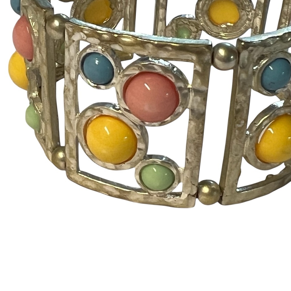 Vintage 1980’s Elasticized Cuff Bracelet Easter/Spring Pastel Colors - Picture 4 of 6